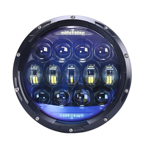 Phares à LED ronds 7 pouces 130W lentille bleue avec DRL clignotant pour moto Softail Fat Boy