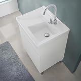frassinetto canavese [DESIGN ELEGANTE E FUNZIONALE]: Questo Mobile Lavatoio Da Interno Unisce Estetica E Praticità. La Struttura In Legno Nobilitato Bianco Frassinato, Già Montata, Offre Un Aspetto Pulito E Moderno Che Si Adatta A Qualsiasi Angolo Lavanderia. Le Due Ante Apribili A Gola Nascondono Uno Spazioso Vano Portaoggetti