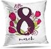 Produktbild TABUE 18X18inch Kissenbezüge Banner mit Women Day White Flyer mit Tulpenblüten und Fahrrad Doppelseitige Kissenbezug Couch Bett Kissenbezug