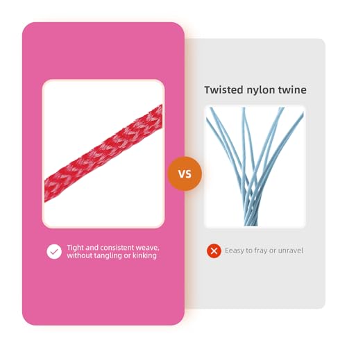 Pink Mason Line String 300 Feet #18 Braided Nylon Twine String for Masonry Jobs,General Construction Layout,Gardening and DIY Projects,Masonry Tools Construction String for A String line Level - Thumbnail 3