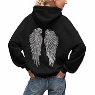 Eye-Catching Angelic Style: Stand out with this stunning light grey hoodie, featuring a shimmering silver angel wing design on the back. Perfect for adding a touch of magical charm to your casual days, it effortlessly elevates your look whether you'r...