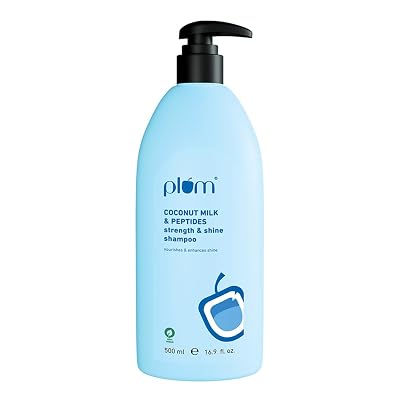 Plum Coconut Milk & Peptides Shampoo for Dry & Frizzy Hair | Provides 22X Shiny & Softer | Paraben-Free | Hair Shampoo f