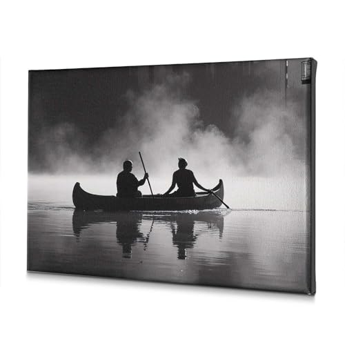 Tableau sur toile lac brumeux déco salon 40x60 cm avec kit de suspension inclus