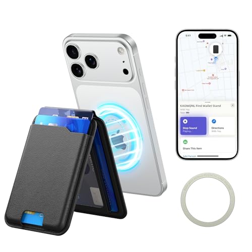 KAOWQNL for MagSafe Wallet with Apple Find My,Strongest Magnetic 9 Cards Holder& Includes Magnetic Plate for All iPhones, Adjustable Stand, RFID Blocking for iPhone 17/16/15/14/13/12 Series (black)