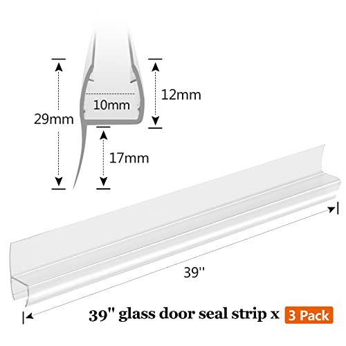 Shower Door Bottom Seal, 118Inch Frameless Shower Door Side Seal Strip for 3/8 Inch Glass Shower Door Sweep Framed Weather Stripping Clear, Shower Door Seal H-Type to Stop Leak - Thumbnail 3