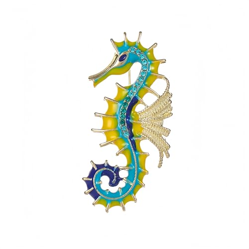 Rhinestone Vivid Seahorse Animal Brooch for Women And Men Unisex