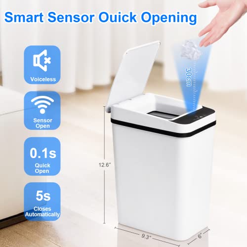 Anborry Bathroom Smart Touchless Trash Can 2.2 Gallon Automatic Motion Sensor Rubbish Can With Lid Electric Waterproof Narrow Small Garbage Bin For Kitchen, Office, Living Room, Toilet, Bedroom, Rv #TOP3