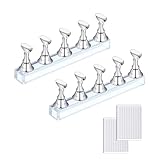 2 STÜCK NAGEL STANDER, NÄGEL SELBER MACHEN SET, SILBER ACRYL NAGELSTÄNDER, FINGERNAGEL DIY MIT 2 AUFKLEBERN, MAGNETISCHE NÄGEL HALTER, ZUM FALSCHE NAGELDESIGN PRÄSENTATION, NAGELSTUDIO, NAGELSPITZE
