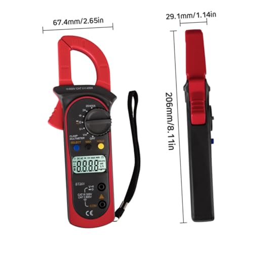 Multímetro Pinza Digital ELAYARD Modelo K44YWHVGS0221QE7457T con Medidor de Ohmios, Medición DC y AC, Rango Automático, Voltímetro y Amperímetro, Precisión Alta, Tester de Resistencia y Continuidad, Portátil Rojo miniatura 2
