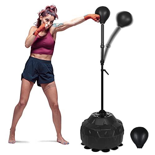 Reflex Speed Bag with 2Ball Thick Base Punching Bag Free Standing Boxing Bag with Adjustable Height...