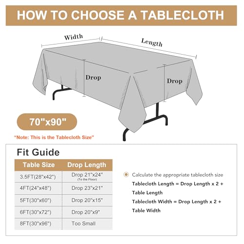 Image of sancua Rectangle Tablecloth - 70 x 90 Inch - Stain and Wrinkle Resistant Washable Polyester Table Cloth, Decorative Fabric Table Cover for Dining Tables, Buffet Parties and Camping, Navy