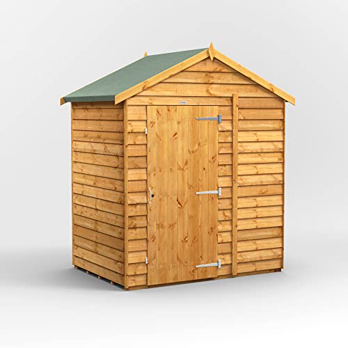 Image of Powersheds Sheds 4 x 6 Overlap Windowless Wooden Shed. 4x6 Apex Wooden Garden Shed