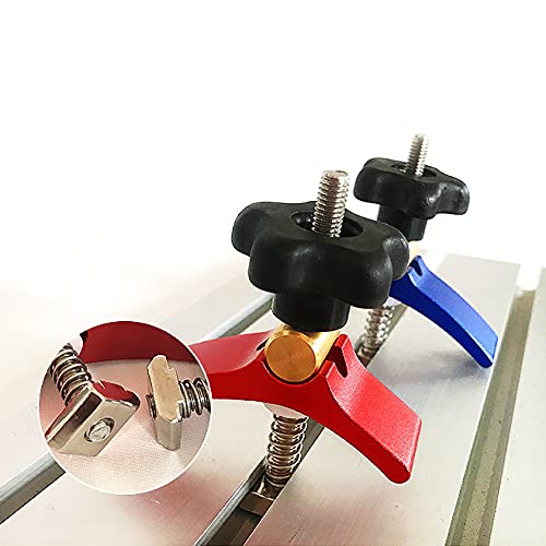 2pcs T-track hold down clamps aluminum alloy compatible with 3018 CNC router machines, 3018-SE V2 (Red & Blue) - Image 2
