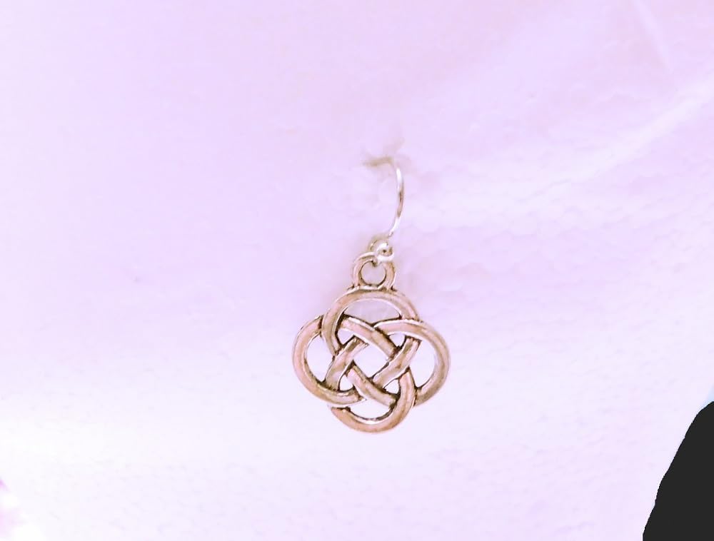 Celtic Knot Dangle Earrings, Silver Tone, Traditional Irish Design, Interwoven Pattern, Ball Hook Style, Unisex, Women's Jewelry, Gift For Her - Image 3