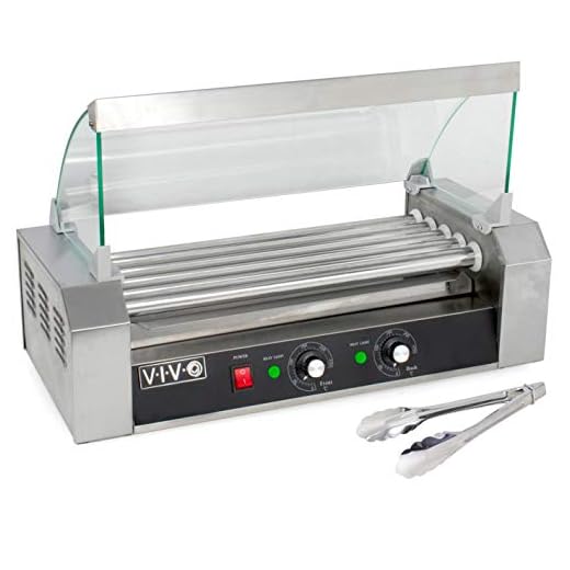 VIVO Electric 12 Hot Dog and 5 Roller Grill Warmer, Cooker Machine with Cover (HOTDG-V205)