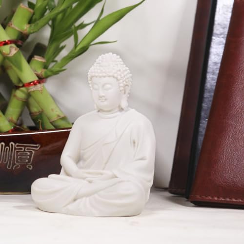 Image of Pot's & Plant's Handcrafted Polymarble Meditation /Dhyan Buddha Statue Lord Figurine /Idol (5.5-inch) (White)