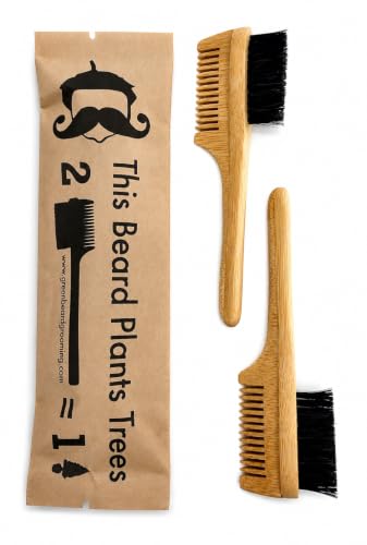 2-in-1 Split-leaf Mustache Brush & Comb by Green Beard Grmng (Pocket)