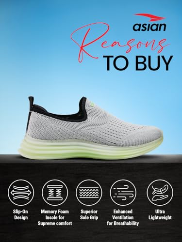 Image of ASIAN Men Wind PRO-09 Casual Wear and Walking Shoes Without Laces for Men & Boys with Upper Mesh Fabric - Lightweight, Comfortable, Breathable, and Perfect for Walking and Daily Use