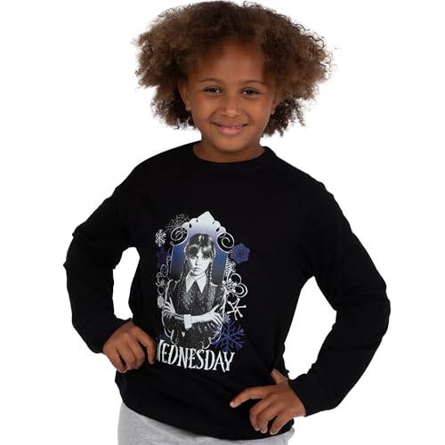 Wednesday Mädchen Schlafanzug | Mädchen-Pyjama-Sets | Die Addams Family Kinder Pyjamas | Schwarz 152
