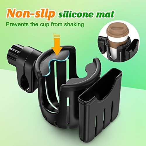 Guiseapue Pram Cup Holder with Phone Holder, Baby Universal Cup Holder for Pushchair, Stroller, Buggy, Coffee Cup Holder for Mobility Aids Trolley, Bike, Wheelchair/Walker Accessories,Gift for Mum
