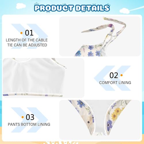 Broken Flowers and Puppies Girls' Two Piece Kids Bikini Set Quick-Dry Bathing Suit Swimming Suits Cute Shoulder Strap4