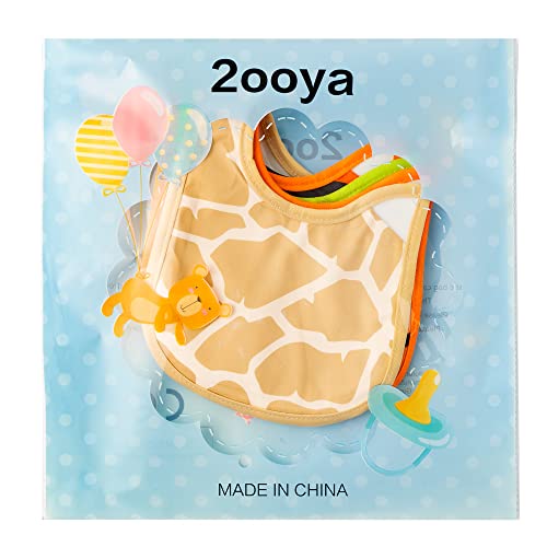 2Ooya 7Pcs Cotton Waterproof Baby Bib Jungle Safari Zoo Animal Print Baby Bib For Unisex Adjustable Hook Loop Closure Baby Bib Keepsake Gift For Drooling Feeding Eating Teething(6-12 Months) #TOP6