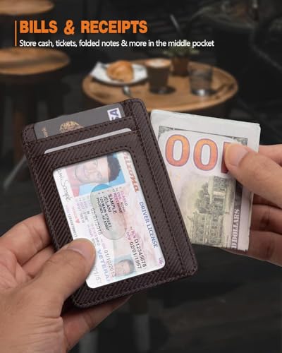 Image of RUNBOX Slim Minimalist Front Pocket RFID Blocking Leather Wallets for Men and Women Card Holder Wallets Gifts for men