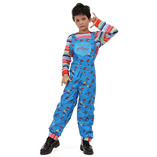 Chucky Costume Chuckie Costume Striped Chucky Jumpsuit Scary Killer Overalls Rainbow Suspender Dress Halloween #TOP5