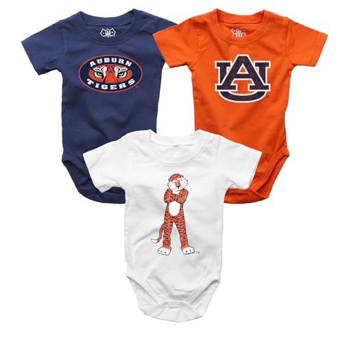 Image of Wes and Willy Baby College Team 3 Pack of Cotton Rompers