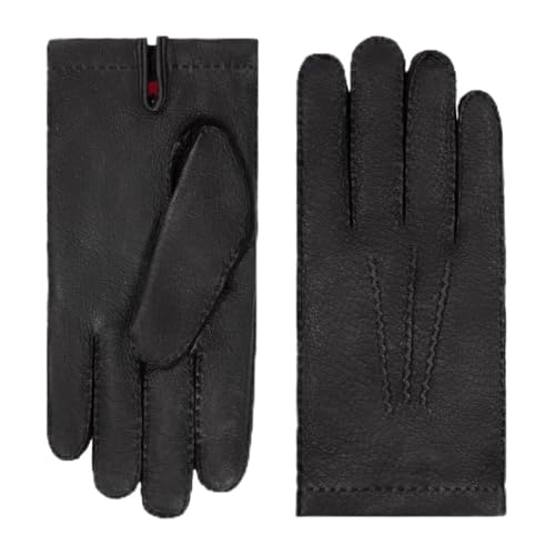 Fratelli Orsini Winter Gloves Antonio (Black) For Men - Peccary Leather Gloves With Cashmere Lining - Black 8.5-9 (M)