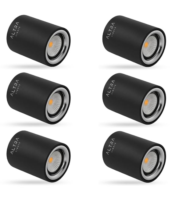 Image of 3W COB LED Surface Mounted Cylinder Downlight | Spotlight for False Ceiling & Wall | for Living Room, Office, Showroom Roof | Natural White, Aluminium Black Reflector | Pack of 6