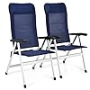 Tangkula Set of 2 Patio Folding Chairs Portable Reclining Chairs with 7 Position Adjustable Back Padded Headrest Outdoor Indoor High Back Chaise Lounge Armchair for Poolside Yard Lawn Navy