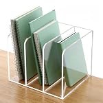 Acrylic Desk File Organizer, 3-Section Vertical File Folder Rack,Clear - Image 2