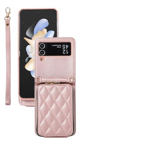 Étui de luxe Samsung Z Flip 7 en cuir à rabat magnétique couleur or rose