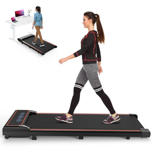 OLIXIS Compact Armless Treadmill for Small Spaces, Quiet Under Desk Walking Pad, Slim & Portable Design for Home Office Workouts, 3 in 1 Portable Treadmill Walking