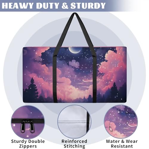 Colorful Galaxy Extra Large Moving Bags Heavy Duty Storage Bags Mystical Galaxy Cloth Wrap Around Handles Double Zipper Reusable Convenient Foldable Storage Tote for Travel Camping Space Save3