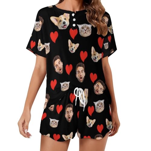 Custom Pajamas Pants Love Heart Personalized Funny PJ Pant Design with Face Pajama