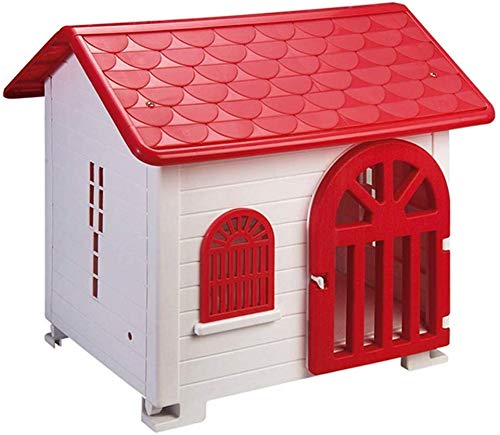 MOM Forniture per Animali Domestici Canili da Esterno Antivento Dog House Plastica Impermeabile Gabbia per Cani Confortevole Cat House Regalo Facile da Pulire Letto per Cani Case per Cani Condos,Bian