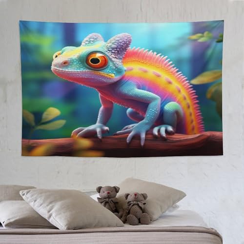 Tenture murale caméléon PAZZK tissu decoratif de grande taille pour decoration