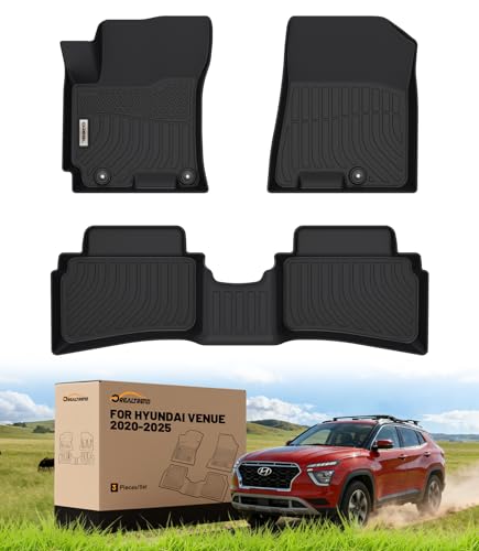 orealtrend Black Floor Mats Liners Replacement for Hyundai Venue 2020-2025 Heavy Duty All Weather Guard Front and Rear Car Carpet-Custom Fit-Tough Odorless