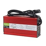 84V 3A Charger 72V Li-ion Battery Smart Charger Used for 20S 72V Li-ion Battery High Power with Fan Red Aluminum Case (84V3A 3P-Plug)