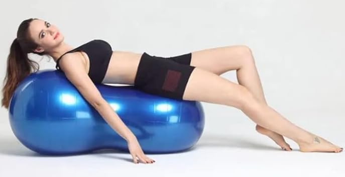 Peanut Ball Exercise Ball, Grey, with Hand Pump, for Balance Training and Physical Therapy (Blue, Medium)-image-34