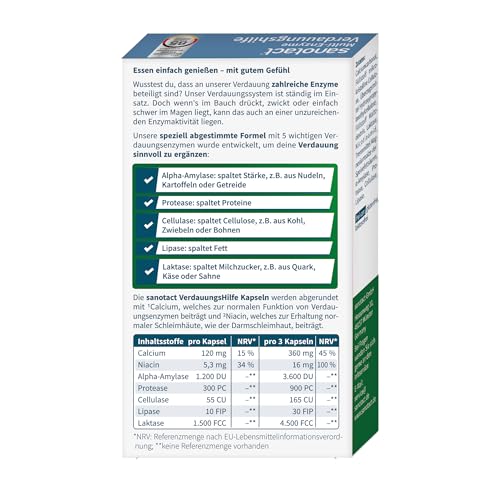 sanotact VerdauungsHilfe Kapseln • Bei Blähbauch, Blähungen, Völlegefühl Verdauungstabletten für unterwegs • Unterstützung der Verdauung.