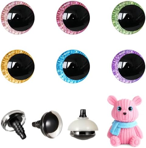 MUCUNNIA 120pcs 12mm 3D Glitter Safety Eyes for Crocheting with Washers Moon Crochet Amigurumi Eyes for Crochet Animals Craft Eyes Doll Eyes Stuffed Crochet Eyes for Crafts Halloween Decorations