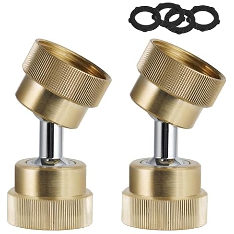 Hibbent Garden Hose Adapter, 3/4 Inch Swivel Brass Garden Hose Protector, Dual Rotation Female to… — $11.99 (25% off)
