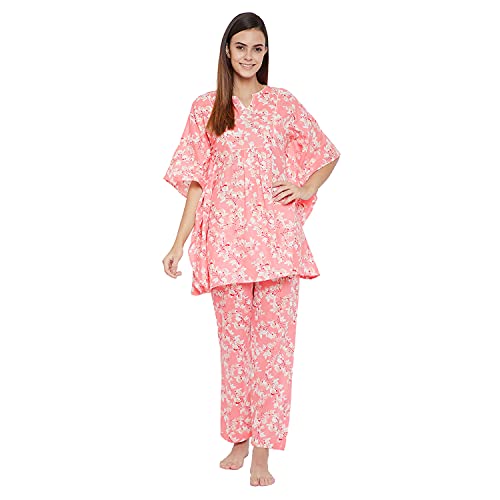 Image of The Kaftan Company Pink Floral Print Pyjama Set