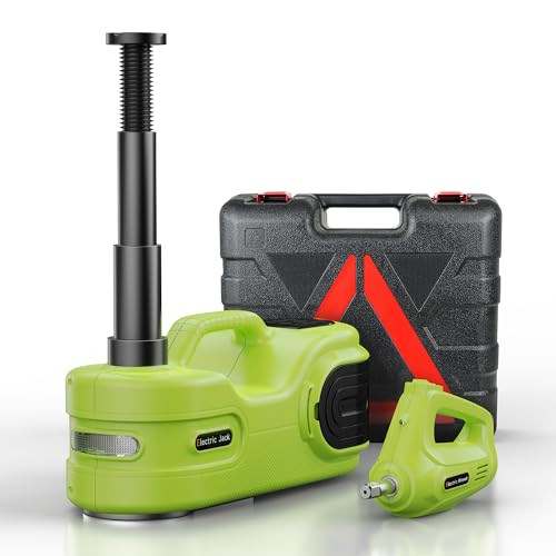 Simtamy Electric Car Jack Kit 5T 12V Hydraulic Tire Jack with Double Cylinder Air Pump & LCD Touch Screen & Impact Wrench Portable Car Lift for Tire Changes and Roadside Emergencies