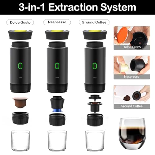 Cafetière portable espresso électrique noire pour le camping et voyage