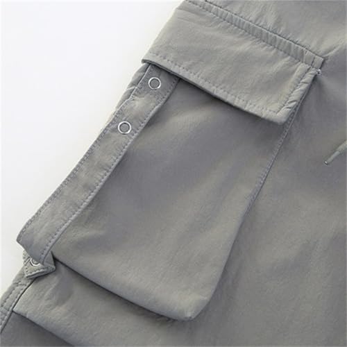 BILIKEYU Girls Cargo Denim Pants Large Flip Pockets Drawstring Elastic Waist Straight Leg Streetwear Jeans 5 to4