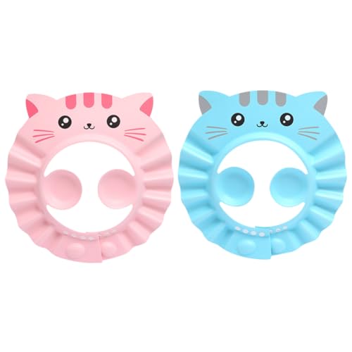 Totority 2個入り 幼児用防水シャワーキャップ ベビーシャンプーハット 調節可能 入浴時 水入り防止 目と耳を保護 子供用バスキャップ カー柄